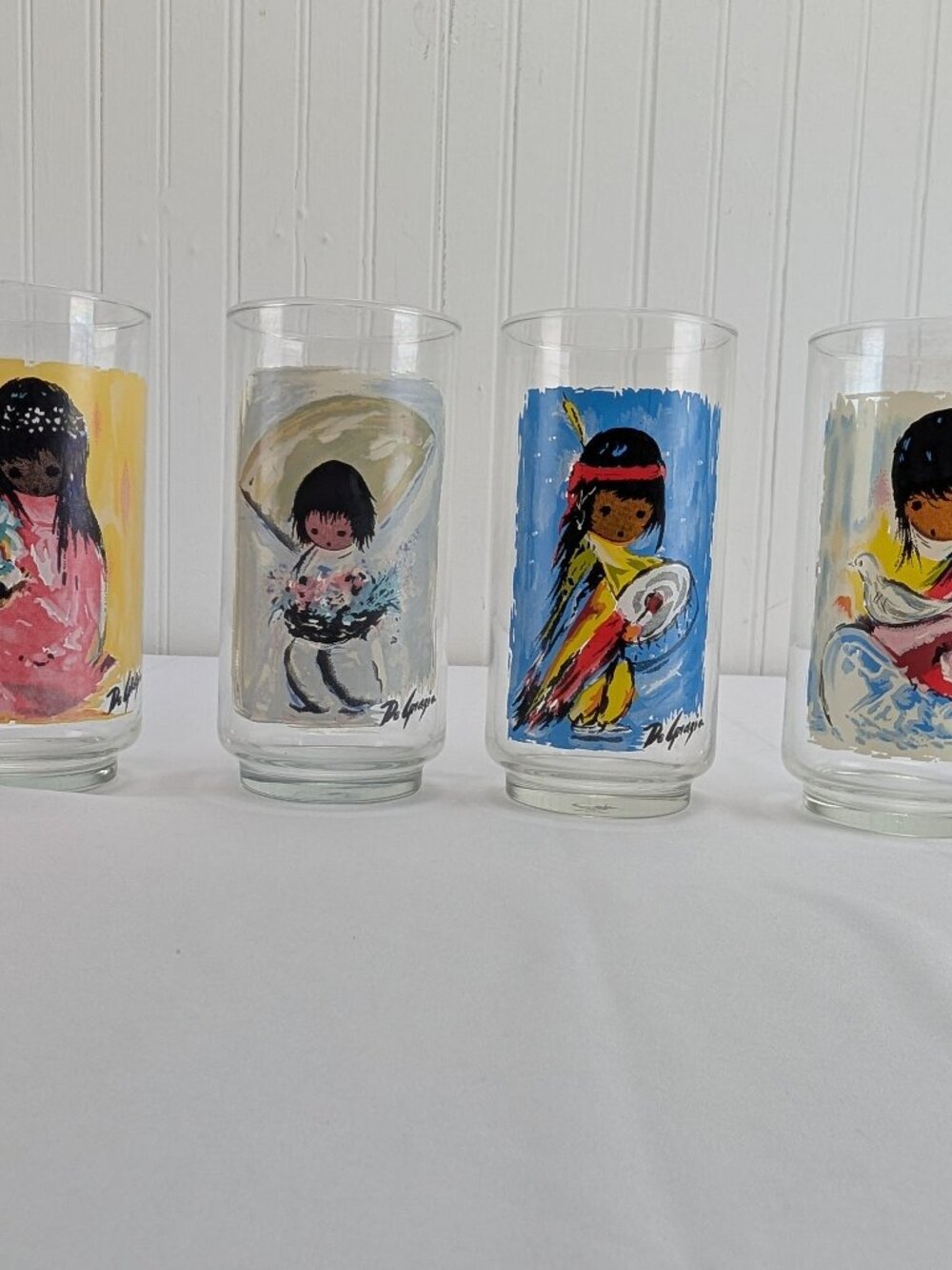 Vintage DeGrazia Drinking Glasses Set of 4 Native Art Southwestern Collectible